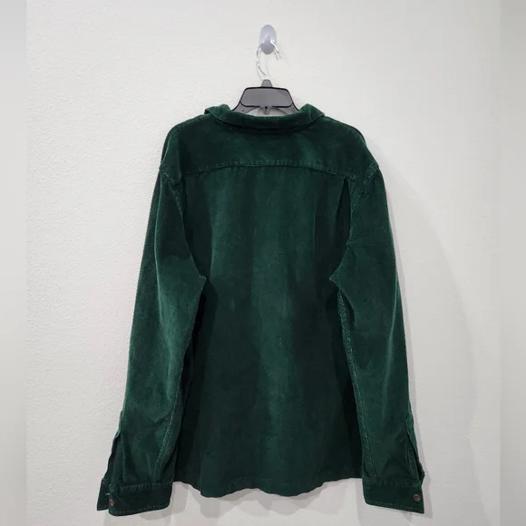 POLO RALPH LAUREN Men's Classic Fit Corduroy Button Up Camp Shirt Green Size XXL